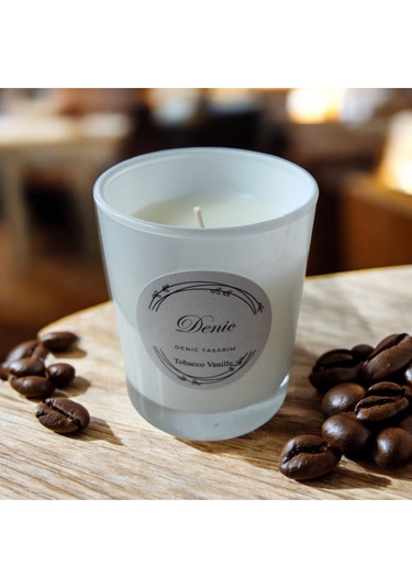 Denic Kokulu Mum Beyaz Cam Bardak Toboco Vaniliaa 9*7 Çap