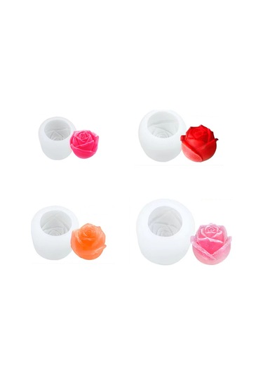 Geeksen Üç Boyutlu Gül Buz Küpü Silikon Kalıp Viski Buz Topu Buz Yapma Gül Kalıbı Kek Kalıbı 1.5 İnç Çok Renkli