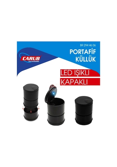Oto Araç Torpido Işıklı Bardaklı Küllük
