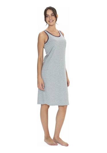 U.s. Polo Assn. 20006 Kadın Grı Melanj Kalın Askılı Gecelik Gri Melanj