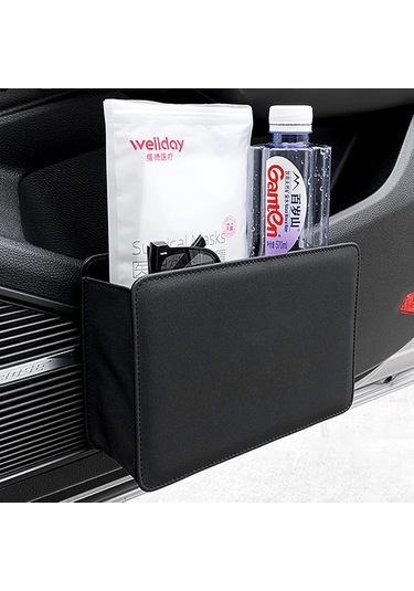 Siyah Araba Çöp Kutusu, Deri Araç Çöp Kutusu, Araba Çöp Kutusu Çöp Düzenleyici Tutucu, Katlanabilir Asılı Mini Araba Saklama Çantası Araba, Suv İçin