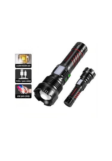 Argeus Şarjlı Zoomlu Metal El Feneri Çok Renkli