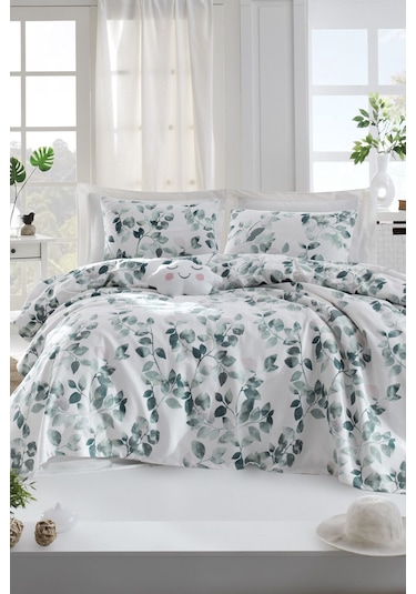 Enlora Home Doğal Pike Baskılı Tek Kişilik Sabine Yeşil