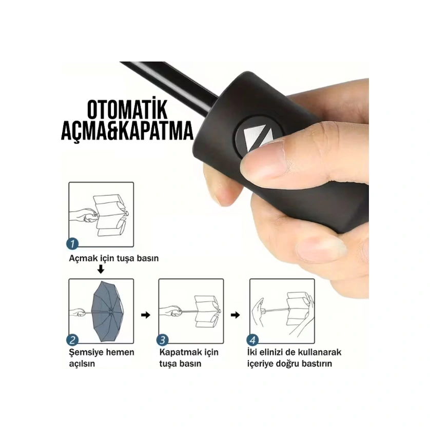 Siyah Kılıflı Otomatik Kompakt Şemsiye Çok Renkli