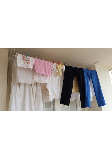 Güneş Asansörlü Çamaşır Askısı Çamaşırlık 4 Çubuklu 200 CM Gri