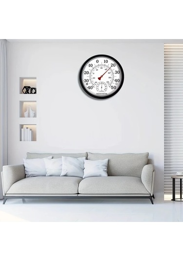 Topshop1 25cm Siyah Ev Bahçe Termometresi Kablosuz Nemölçer Abs Malzeme Pil Gerektirmez Hava Durumu Istasyonu