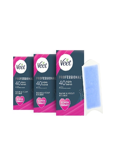 Veet Bacak Vücut Bölgesi Hassas Ciltler Ağda Bandı 3 x 40 Adet