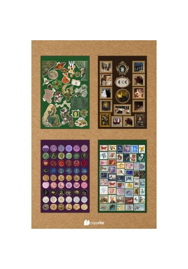 Vintage Sticker Defteri Bullet Journal, Scrapbook Vintage Sticker Defteri 165-Koyu Yeşil