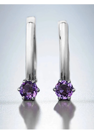 Uvelirnye Tradicii 925 Ayar Gümüş Doğal Ametist Küpeler 217134642 Pembe
