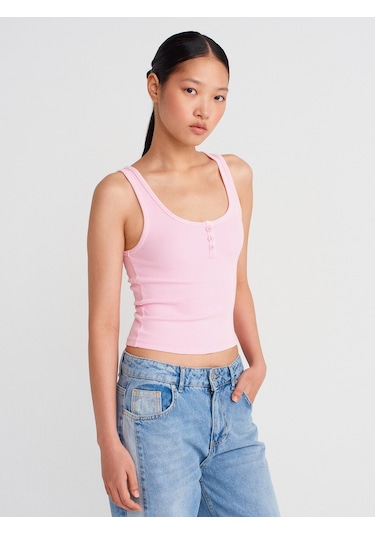 Dilvin 21115 Düğmeli Askılı Top-pembe Pembe