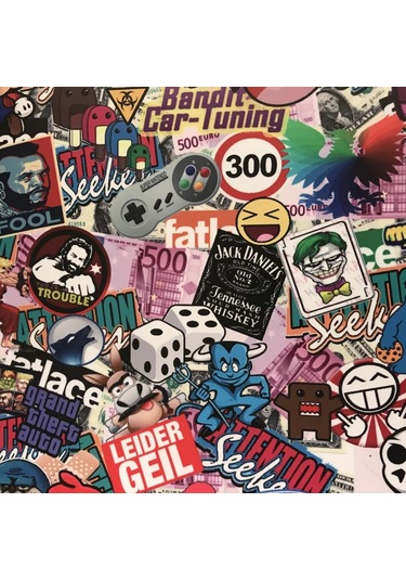 50x300 Cm Kendinden Yapışkanlı Araba Sticker Bomba Wrap Folyo Jdm Kafatası Graffiti Karikatür No 18 20cm X 152cm 1 Piece Set