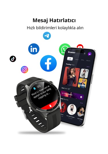 Aukey SW-2P-GY Akıllı Saat (Distribütör Garantili)