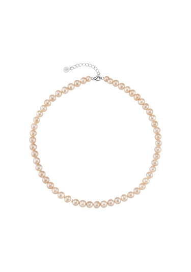 Pudra Pembe Doğal İnci Kolye Sarı