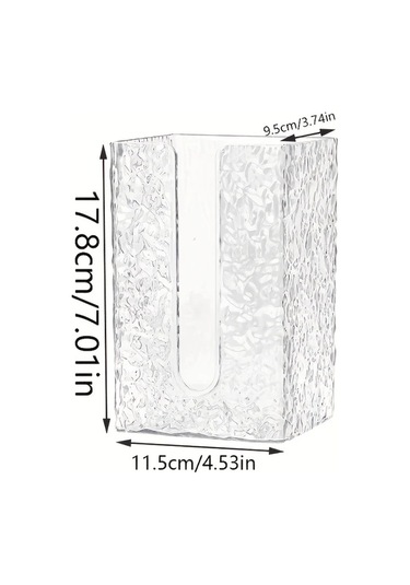 Xuweiwei 1 Adet Buzul Desenli Plastik Mendil Kutusu, Delmeksiz Kendinden Yapışkanlı, 17.8x11.5x9.5 Cm Şeffaf Duvar Mendilliği Şeffaf