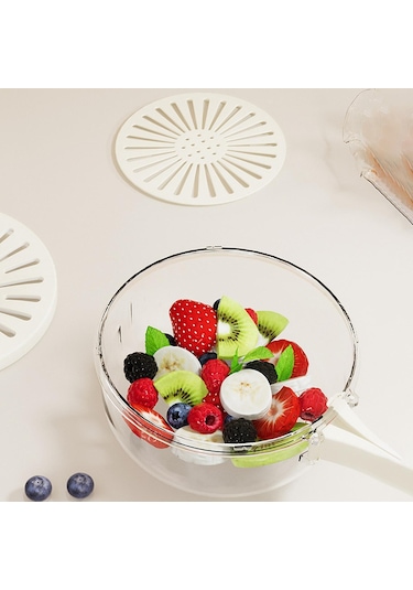 Suntek Drenaj Sepeti Pratik Kevgir Saklama Kabı Üzüm Sebze Beyaz