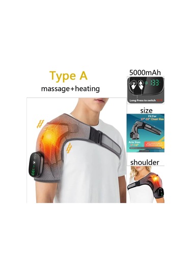 Elektrikli Omuz Isıtma Pedi 3 Mod Titreşim Omuz Diz Dirsek Rahatlama Kemer Type A Gray Avustralya Gri