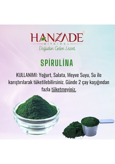 Hanzade Bitkisel Yenilebilir Spirulina Yosun Tozu 25 G