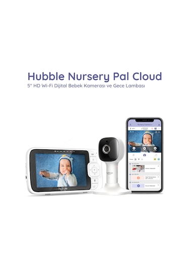 Hubble Nursery Pal Cloud 5" HD  Wi -Fi Dijital Bebek Kamerası + Gece Lambası  