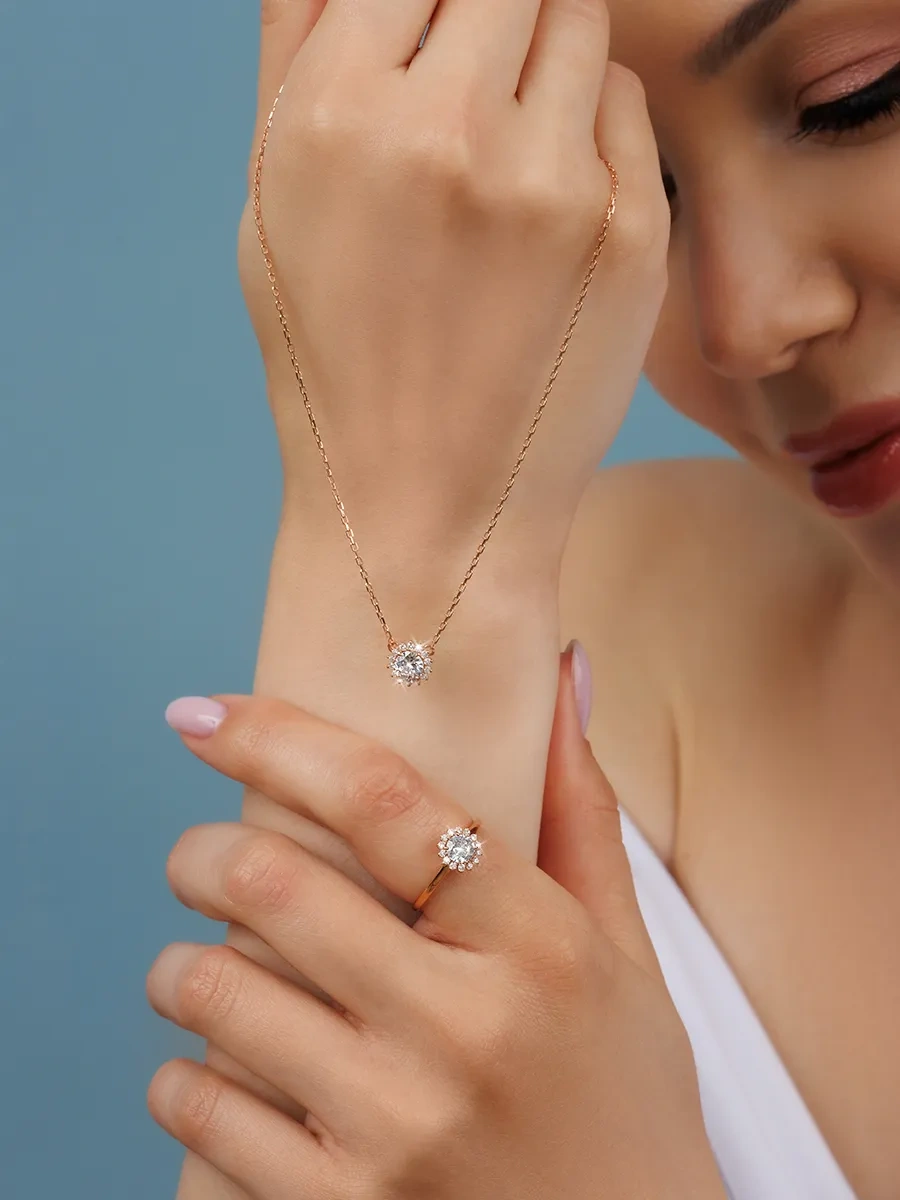 Veronika 925 Ayar Gümüş Altın Kaplama Taşlı Gerdanlik 462154616 Altın