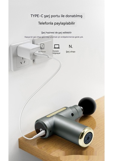 Jian Fan Elektrik Fasya Tabancası Mini Ev Titreşim Gevşeme Kaş Akıllı Servikal Masaj Makinesi Mini Masaj Tabancası Gri Gri