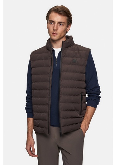 Twn Slim Fit Kahverengi Düz Yelek Mont 5ecy705015033 201