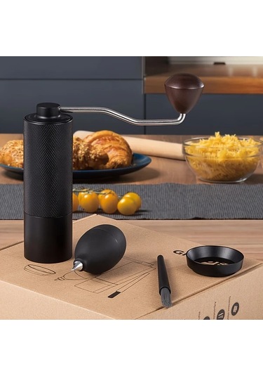 Honeybeeshop 4 Adet Manuel Kahve Cekirdegi Ogutucu Seti Simli Paslanmaz Celik Ogutucu Temizleme Fircasi Hediye Kutusu Ev Ofis Icin Ideal Hediye