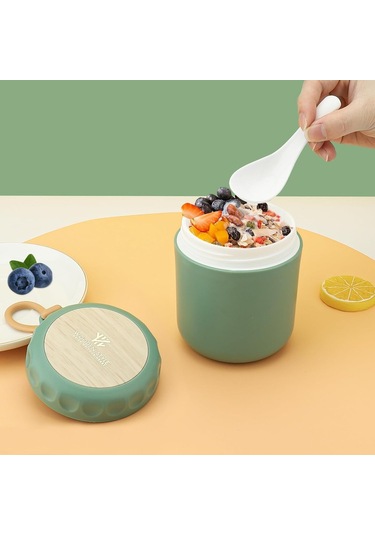 400 Ml'lik Paket Müsli Kupası, Kaşık Ve Kapaklı Yoğurt Kupası