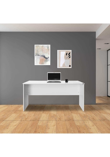 New York Ofis Ve Çalışma Masası - Parlak Lake Beyaz 160x75x76 Cm Gxyxd