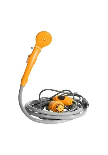 Pazly Taşınabilir 12v Açık Hava Kamp Duş Seti, Pompalı 6m Kablo Çakmak Fişli, 2,5l/dk Sarı