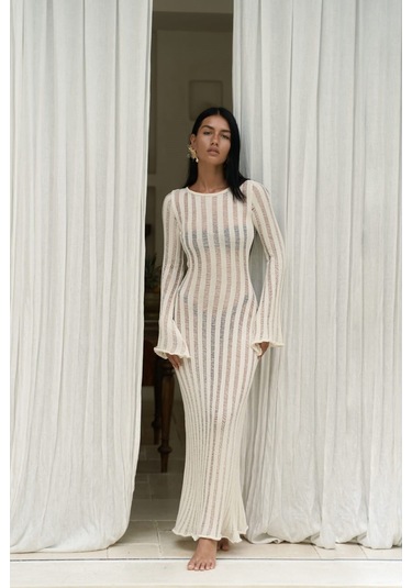 Railay Bej Uzun Triko Elbise Bej