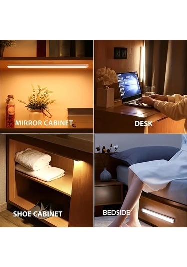 Xuweiwei 6 Paket Beyaz Işık 30.2 Cm Şarj Edilebilir Led Hareket Sensörlü Işıklar Mutfak Dolap Kabin Masa Koridor Kablosuz Manyetik Şerit Işıkları Usb Şarj Pil Gücü Enerji Verimli Ahşap