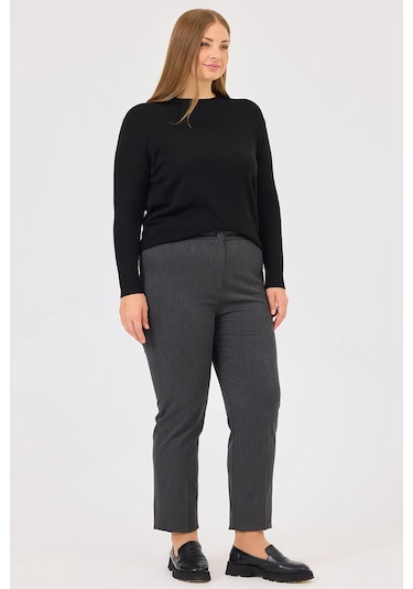 Galaxi Kadın Büyük Beden Bilek Boy Pantolon 4026 Antrasit Antrasit