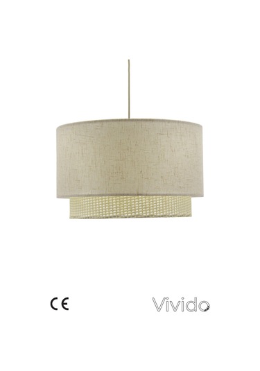 Dora Wicker Krem Hasır Sarkıt Avize Krem