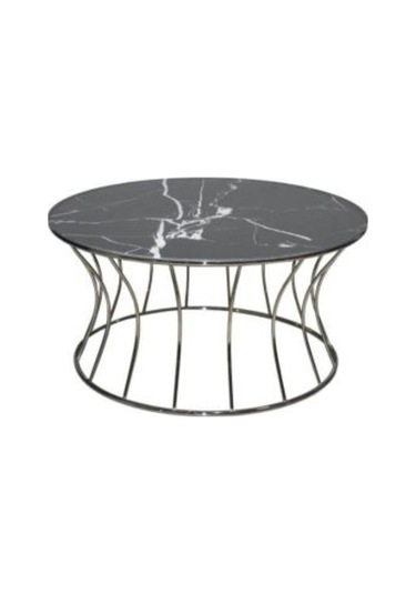 Brc Kum Saati Orta Sehpa Model 1024 Mermer Siyah Desen Temper Cam