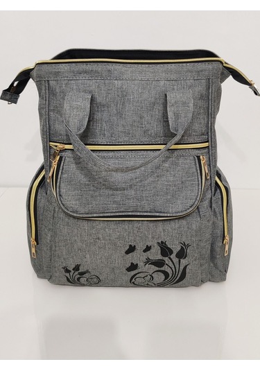 Bebek Bakım Çantası Organizatör Fonksiyonel Lüx Anne Bebek Bakım Sırt Çantası Gri Gri