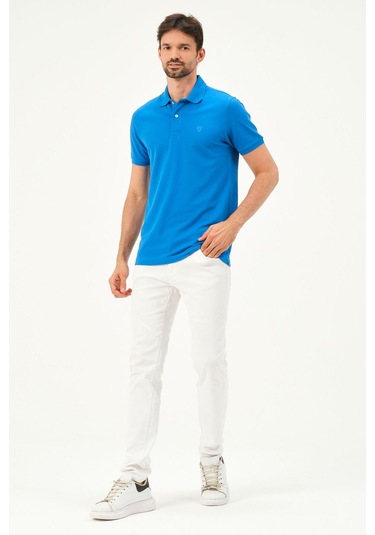 Classıc Pamuk Regular Comfort Erkek Polo Yaka Tişört Kobalt Mavi