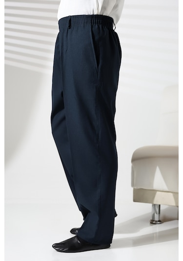 Erkek Beli Lastikli Cepli Hac Ve Umre Kışlık Yün Efektli Şalvar Pantolon - Yeşil İsr Yeşil