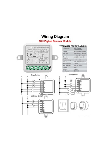 Neevoyu Zigbee 3.0 Akıllı Işık Modülü 2 Yollu: Uzaktan Kontrol, Parlaklık Ayarlama Ve Zamanlama - Beyaz E24093 Ağ Geçidi Gereklidir