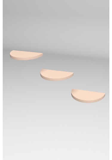 Duvar Rafı Dekoratif 3 Adet Çiçeklik Oval Krem