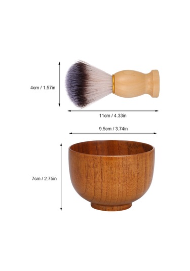 Moveevo Ahşap Erkek Sakal Tıraş Krem Kabı, Sabun Fincanı Ve Köpük Fırçası
