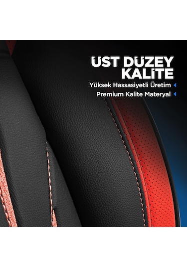 Panda Pars Serisi Deri Oto Koltuk Kılıfı - Kırmızı - Siyah