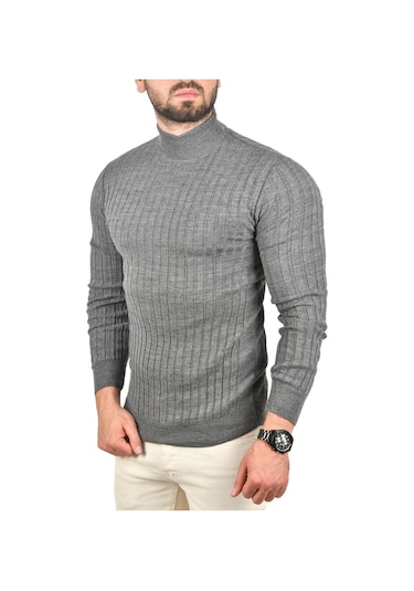 Erkek Antrasit Yarım Balıkçı Örme Kazak 2100017 Antrasit