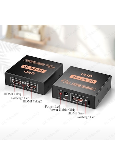 Hdmı Çoklayıcı 1 Giriş 2 Çıkış Uhd 4Kx2K 3D Hdmı Splitter