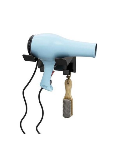 Wondernest Zımbasız Saç Rafı, Paslanmaz Çelik Banyo Kurutma Makinesi Lichen Siyah