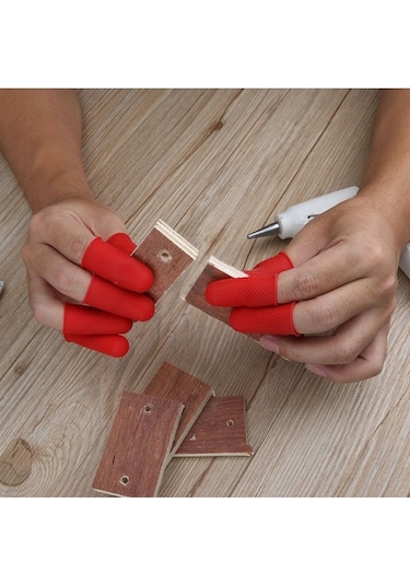 Venturemart Kırmızı Stil 3 Parça Kaymaz Sıcak Tutkal Tabancası Parmak Kapakları Silikon Parmak Koruyu