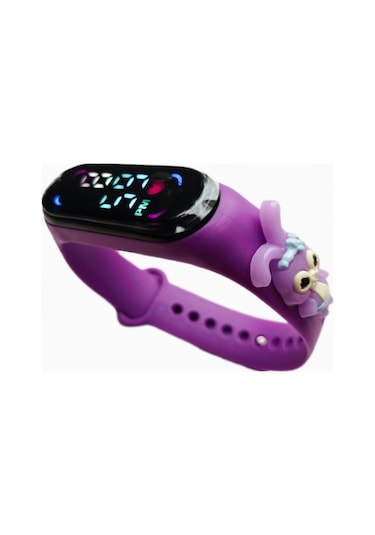 .japanex Renkli Led Ekranlı Silikon Kordonlu Çocuk Kol Saati Mor Tavşan 123642633