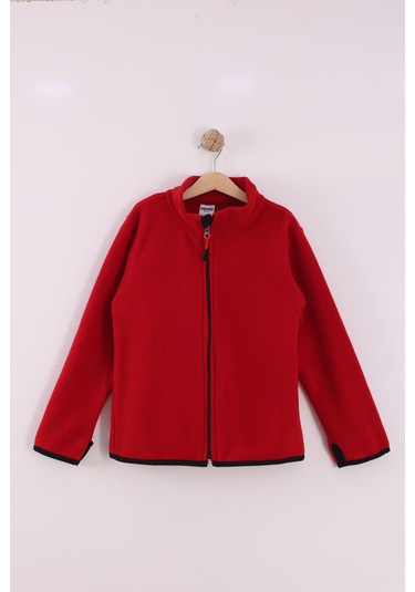 Monox Çocuk Unisex Parmak Geçmeli Polar Ceket Kırmızı