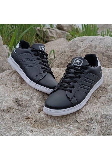 Bestof 041 Siyah-beyaz Sneaker Düz Taban Spor Ayakkabı 001