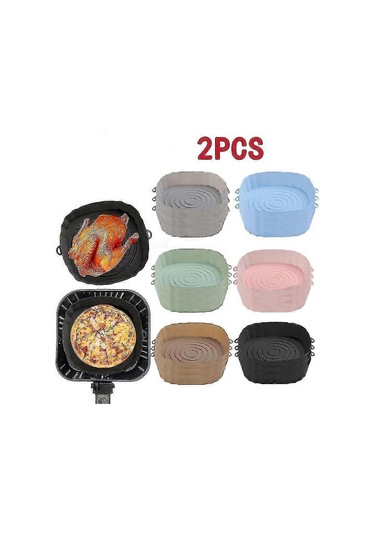 2 Adet Air Fryer Silikon Sepet Silikon Kalıp Airfryer Fırın Pişirme Tepsisi Pizza Kızarmış Tavuk Sepeti Yeniden Kullanılabilir Tava Astarı Aksesuarlarıpembe Çok Renkli