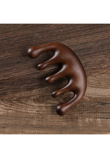 Yaozixa Altın Sarı Sandalwood Masaj Tarak, Yüzük Desenli Beş Dişli, Evde Kullanıma Uygun, Dayanıklı Ahşap, Toplu Satış Stokta Diğer